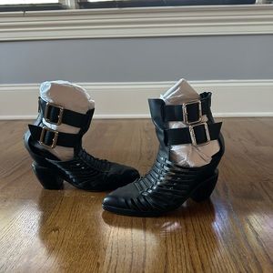 Jeffrey Campbell Ibiza Last Cut Out Booties Stillwell Leather Size 8